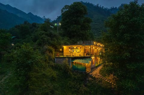 Property building, Night, Natural landscape, Mountain view