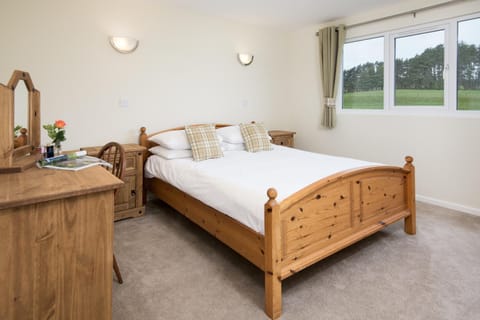 Bed, Bedroom, Garden view, wardrobe
