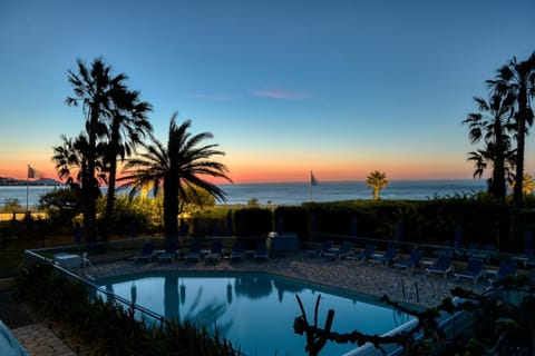 Natural landscape, Pool view, Swimming pool, Sunset, sunbed