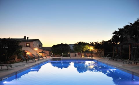 Property building, Swimming pool, Sunset