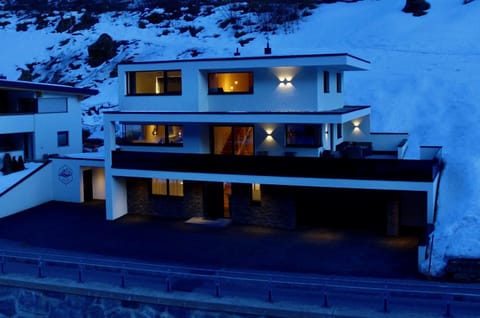 Property building, Facade/entrance, Night, Bird's eye view, Winter, Sunset