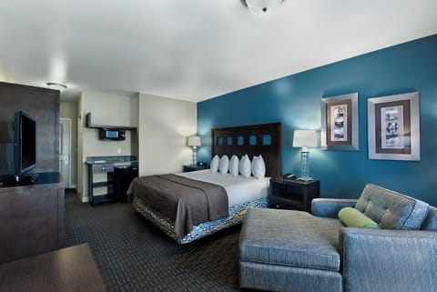 Bed, TV and multimedia, Kitchen or kitchenette, Photo of the whole room, Seating area, Bedroom