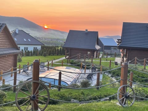 Domki Zagroda Domek z bala z basenem &sauna & jacuzzi & balia Chalet in Lesser Poland Voivodeship