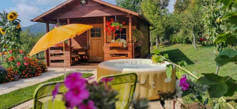 Property building, Garden, Hot Tub, View (from property/room), sunbed