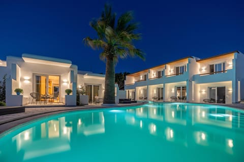 Property building, Night, Swimming pool, Swimming pool