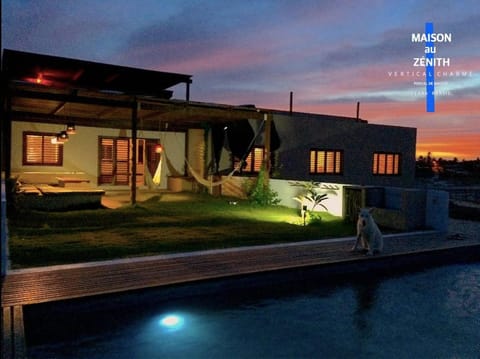 Property building, Swimming pool, Sunset