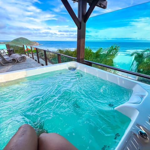 Hot Tub, View (from property/room), Balcony/Terrace, Sea view