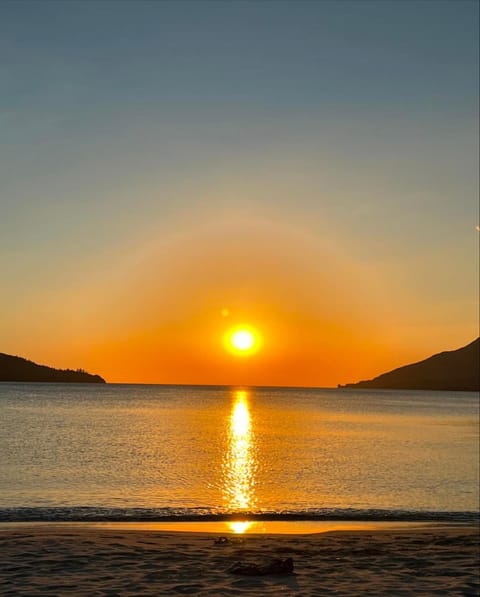 Natural landscape, Beach, Mountain view, Sea view, Sunset