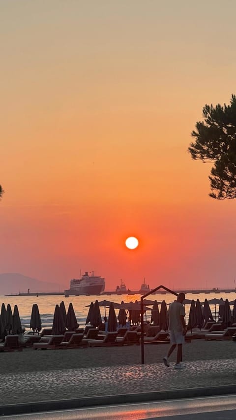 Beach, Sea view, Sunset