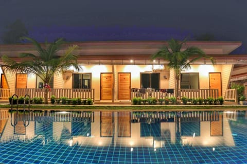 Property building, Night, Pool view, Swimming pool