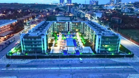 Property building, Night, Bird's eye view, Pool view, Swimming pool