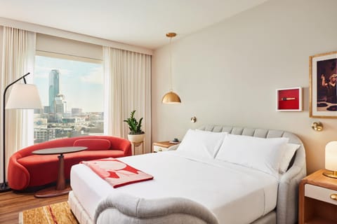 Bed, Bedroom, City view