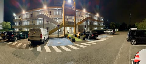 Property building, Night, Parking