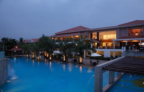 Property building, Night, Pool view, Swimming pool