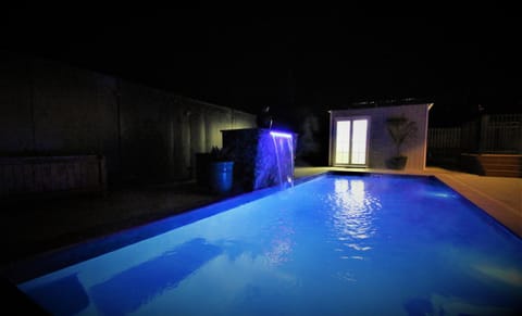 Night, Pool view, Swimming pool