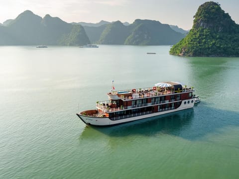 Orchid Premium Cruise Docked boat in Laos
