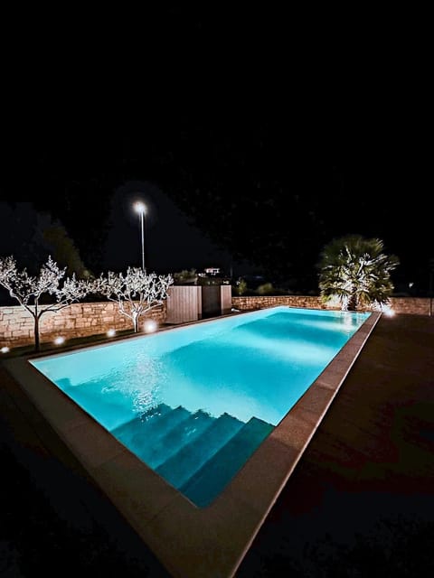 Night, Pool view, Swimming pool