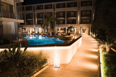 Property building, Night, Pool view, Swimming pool