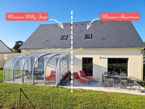 Sherman & Willy Jeep - 2 Maisons de vacances, 4min à pied de la plage - Parking privé - Wifi gratuit - Terrasse - Calme House in Normandy