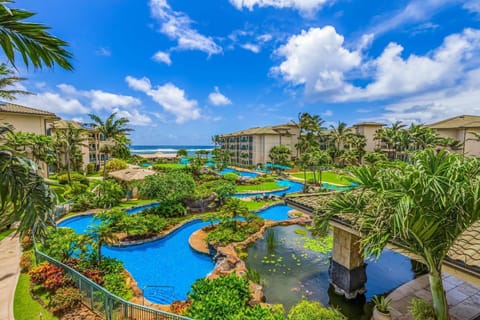 Waipouli Beach Resort Exquisite Ocean Front Condo in Oceanfront H Building Sleeps 8 AC Pool Apartment in Kauai