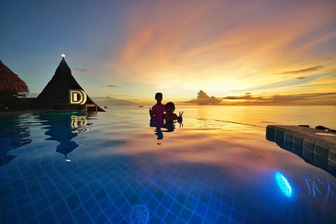 People, Pool view, Swimming pool, Sunset