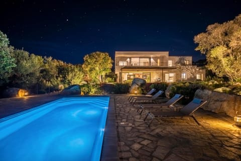 Property building, Night, Swimming pool