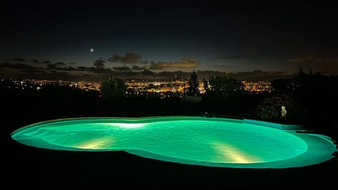 Night, City view, Pool view