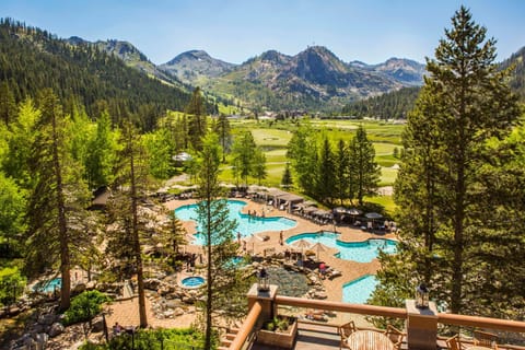Property building, Spring, Natural landscape, Mountain view, Pool view, Swimming pool, sunbed