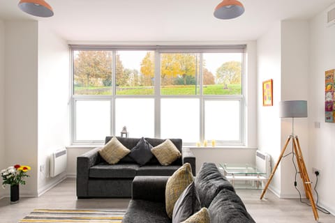 Living room, Seating area, Garden view