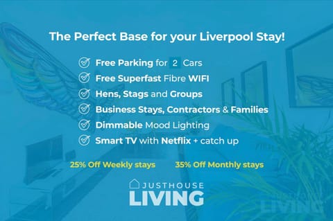 NEW Spacious Modern Townhouse FREE Private Parking House in Liverpool