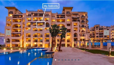 Property building, Facade/entrance, Night, Pool view