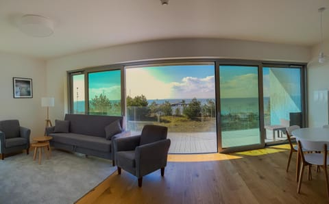 Living room, Seating area, Garden view, Sea view