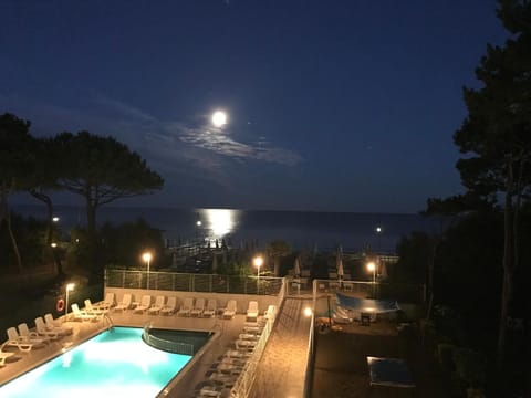 Night, Summer, On site, Pool view, Sea view