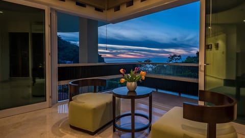 Patio, Balcony/Terrace, Living room, Seating area, Mountain view, Sea view