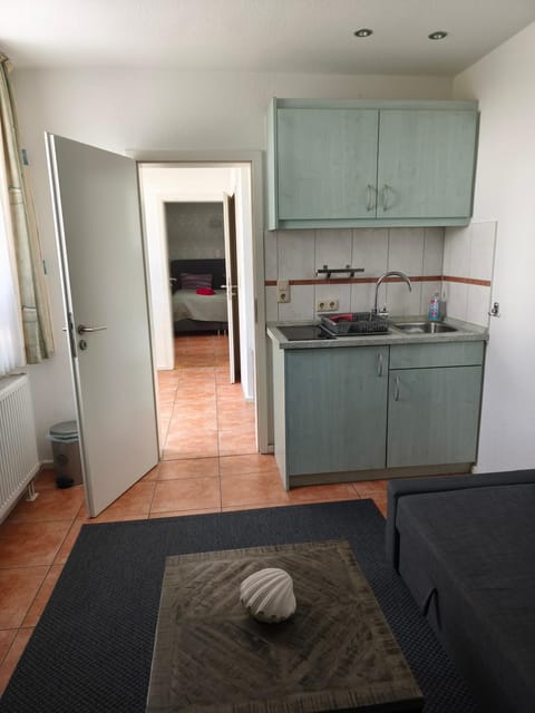 Kitchen or kitchenette, stove