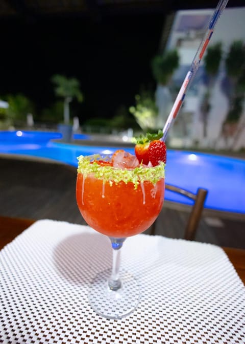 Patio, Night, Food and drinks, Pool view, Swimming pool, Drinks