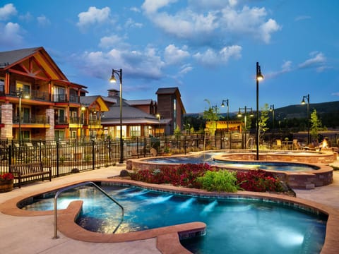 Property building, Swimming pool, Sunset