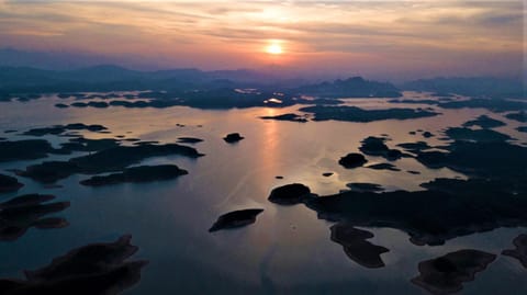 Natural landscape, Lake view, Mountain view, Sunset