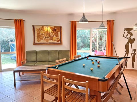 Billiard, Living room, Dining area