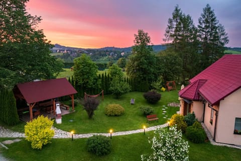 Property building, Garden, Garden view, Sunset