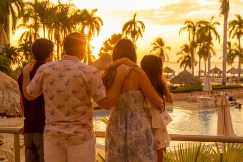 Swimming pool, Sunset, Family