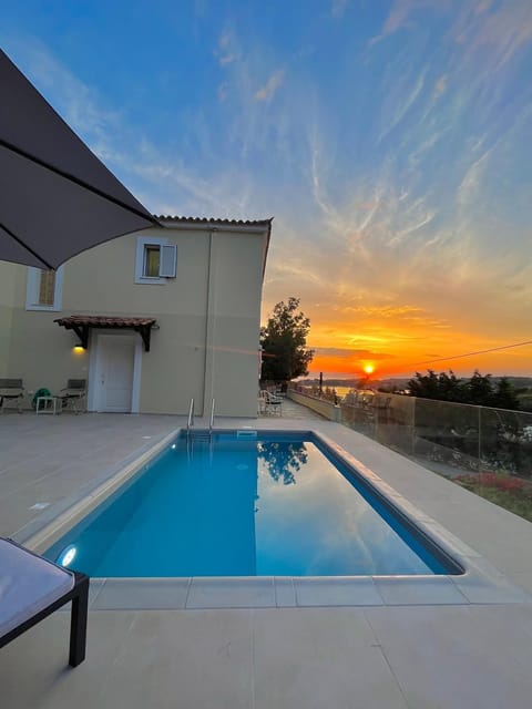 Natural landscape, Pool view, Swimming pool, Sunset, sunbed