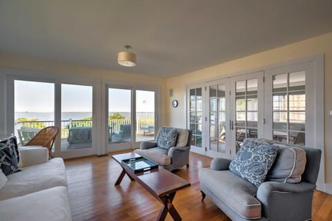 Luxe Waterfront East Quogue Home with Beach On-Site! House in Quogue