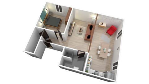 Living room, Seating area, Dining area, hair dresser