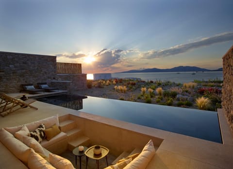 Seating area, Pool view, Sea view, Sunset, sunbed