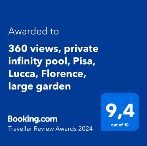 360 views, private infinity pool, Pisa, Lucca, Florence, large garden Villa in Emilia-Romagna