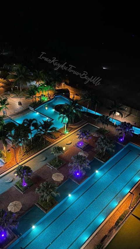 Night, Pool view, Swimming pool