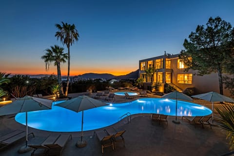 Property building, Swimming pool, Sunset