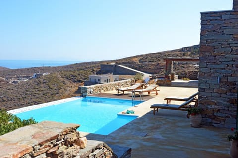 Stylish stone villa with a swimming pool, sea view and large terrace, ideal for a family or a group of friends House in Kea-Kythnos