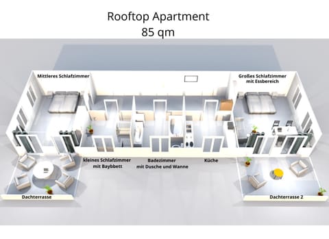 Leipzig-Residenz Waldstraße am Zoo und Red Bull Arena , Rooftop Apartment mit 2 Dachterrassen Condo in Leipzig